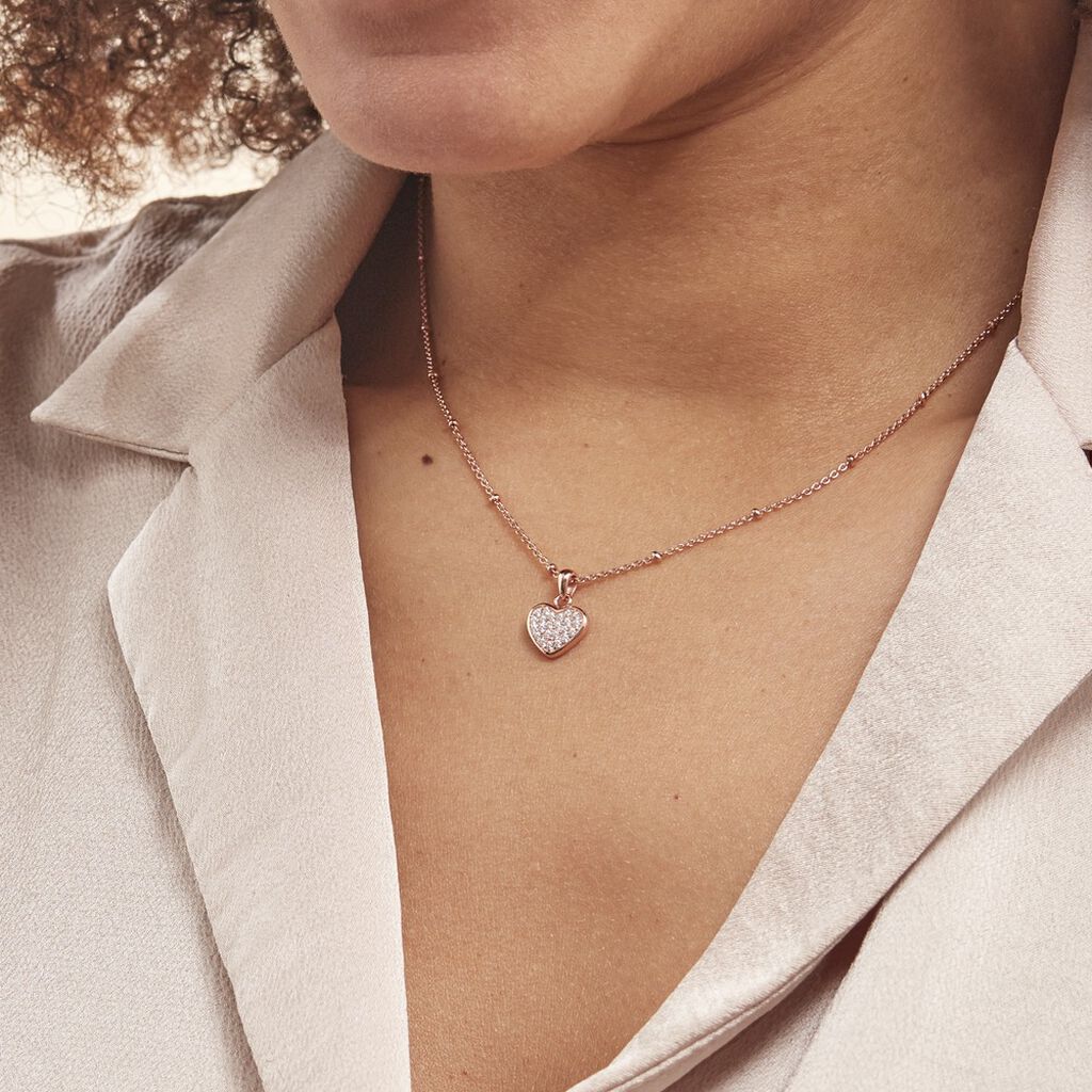 Collier Pascual Argent Met Rose Oxyde De Zirconium