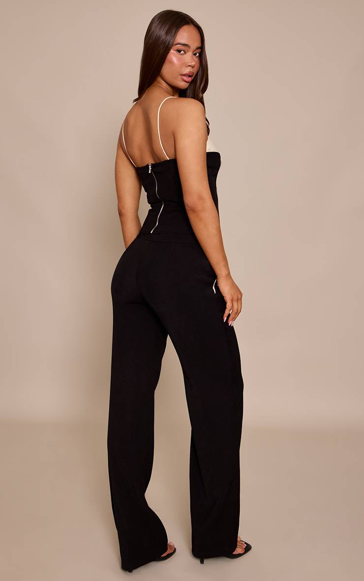 Noir Pantalon Large Tailleur Tissé