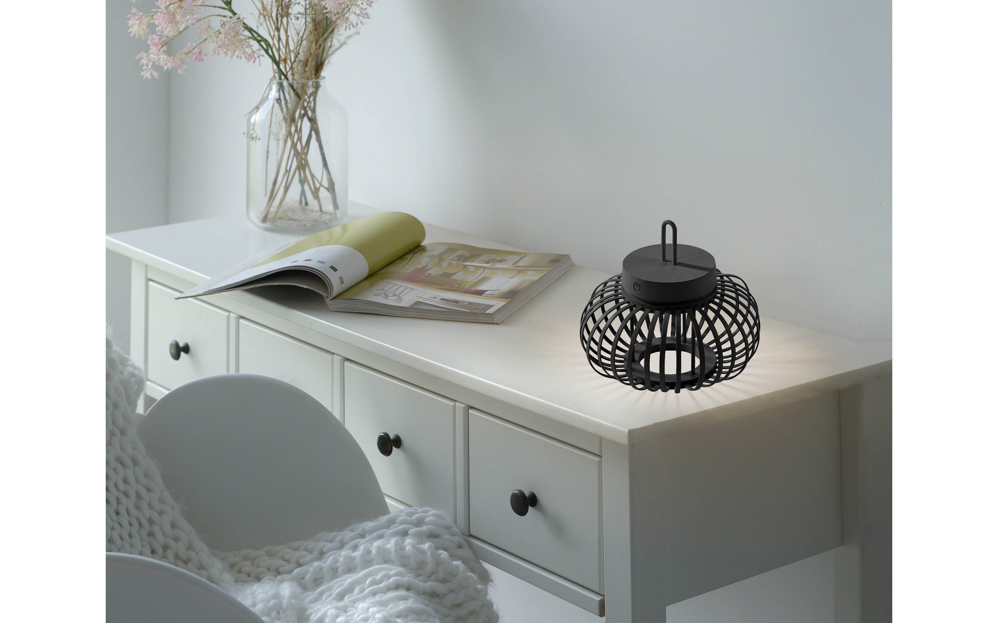 LED-Akkupendelleuchte Akuba, schwarz, 25 cm, inkl. Memoryfunktion