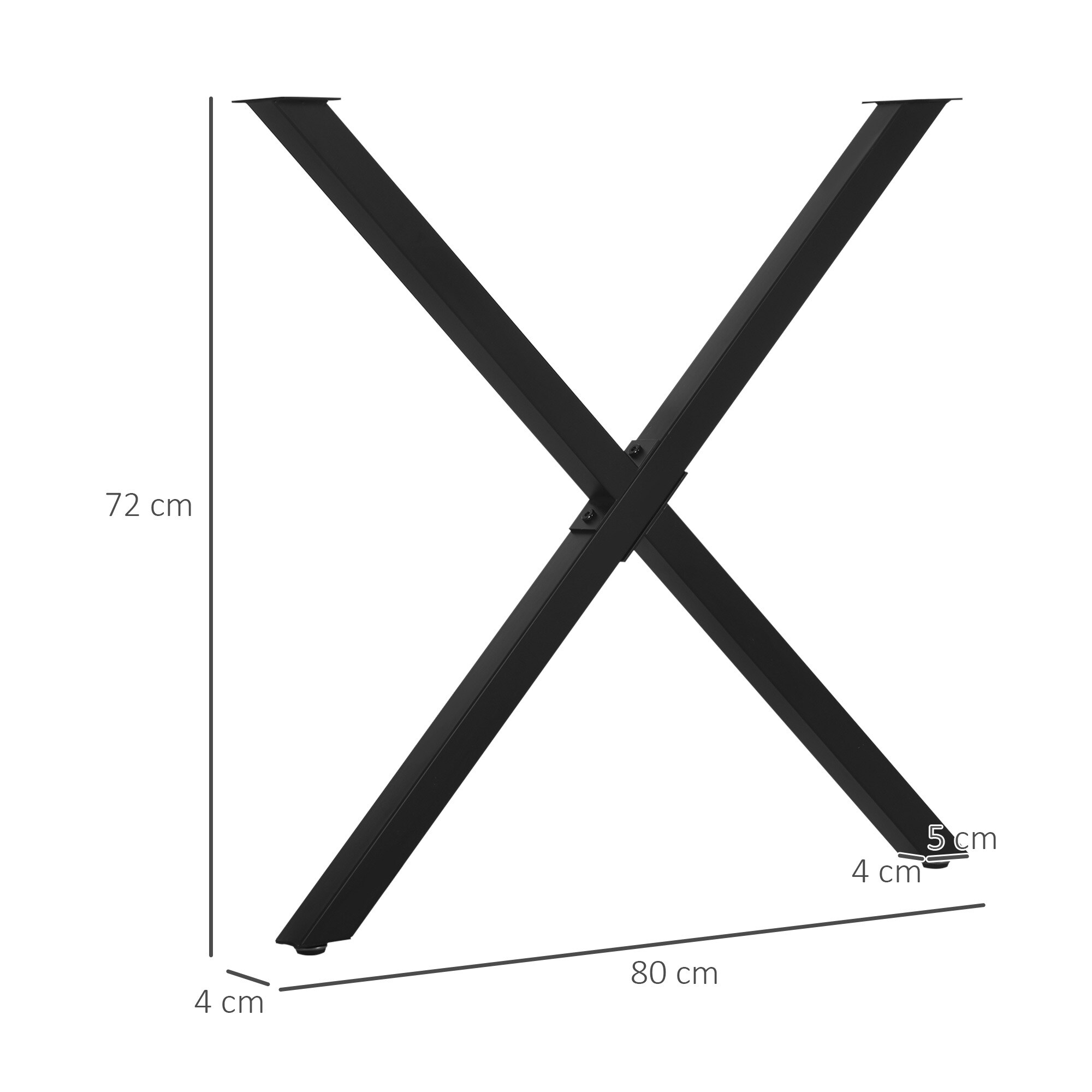 HOMCOM Tischbeine mit X-Form schwarz 80B x 4T x 72H cm
