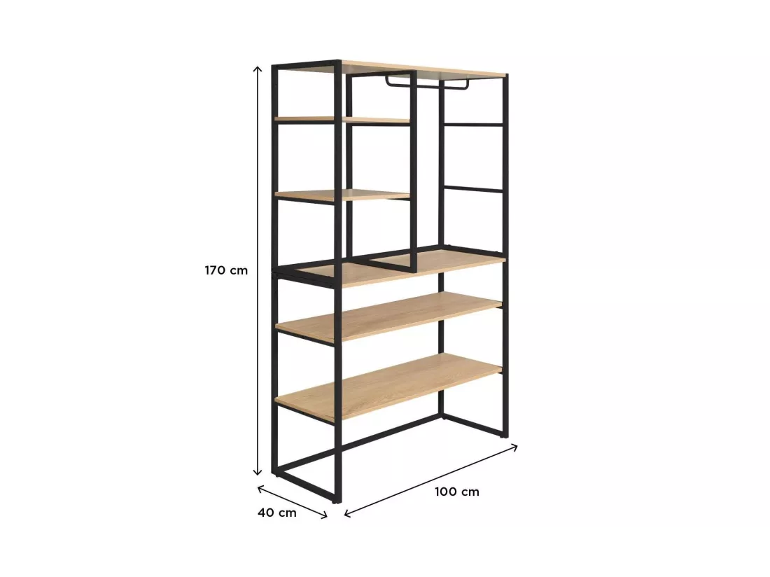 Portants vêtements sous combles modulables noirs - Lot de 2