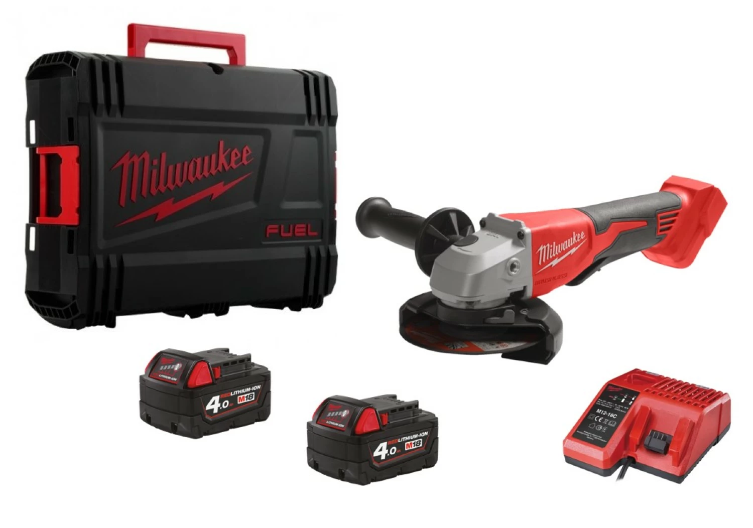Milwaukee M18 BLSAG125XPD-402X 18v Li-ion Haakse slijper met peddelschakelaar set (2x 4.0Ah accu) in HD Box- 125mm - Koolborstelloos
