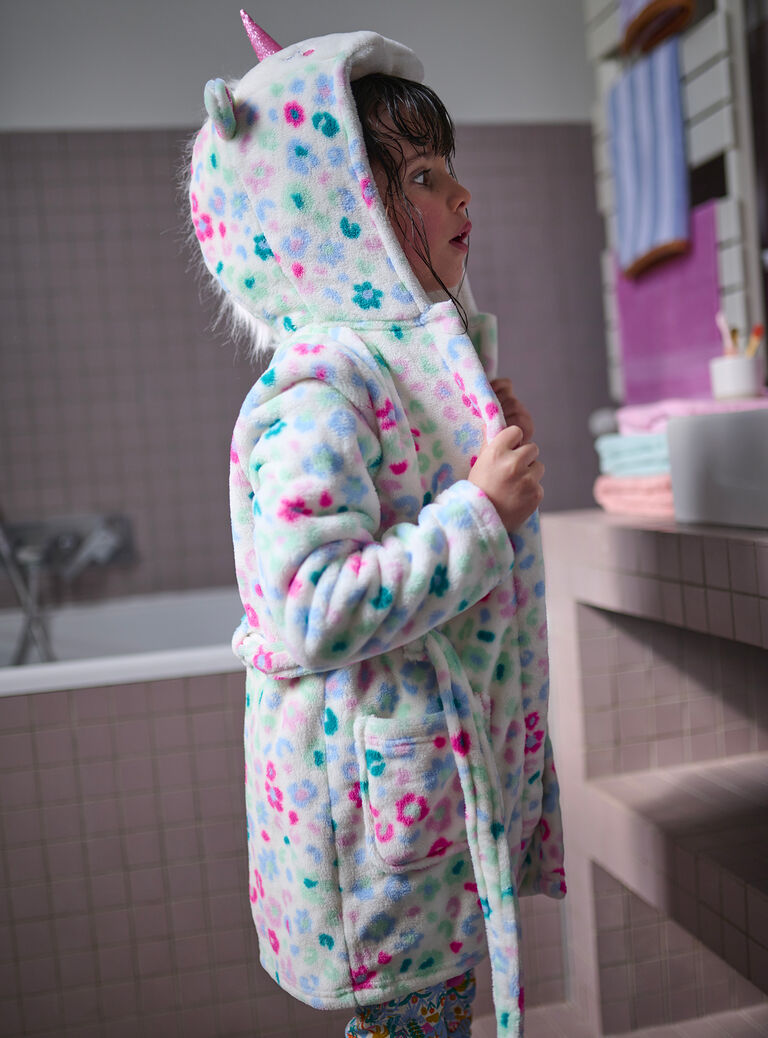 Robe de chambre écrue à imprimé fleuri fille