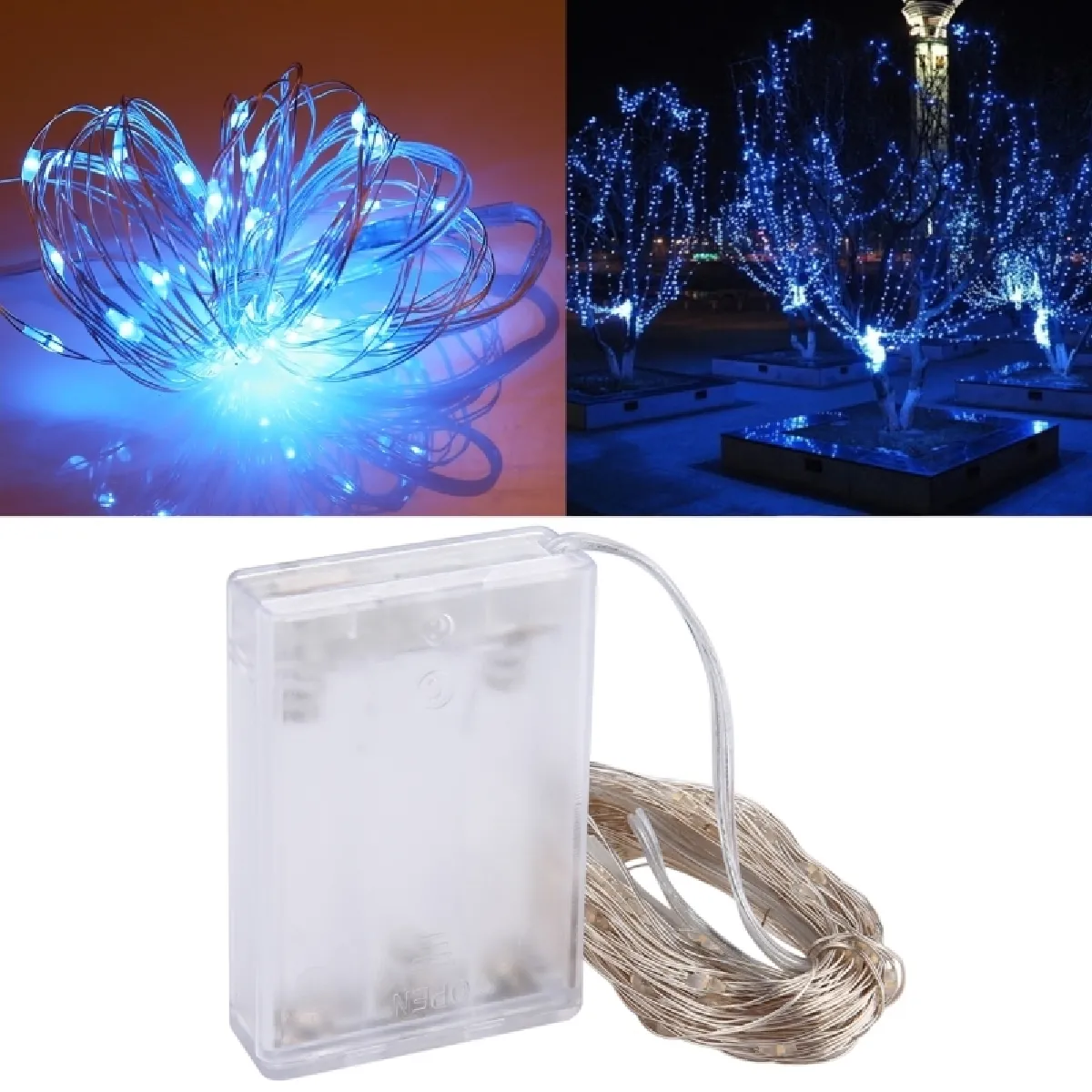 Wewoo Guirlande LED Argent - 10m 100 LEDs