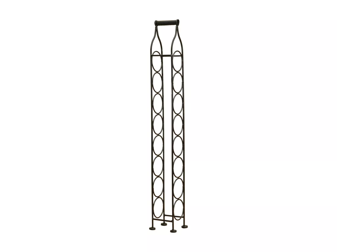 BISCOTTINI Porte-Bouteilles - Fer Forgé Finition Noir Antique - Idéal pour la Décoration du Salon ou de la Cuisine - Casier à Vin - 15 x 16 x 105 cm - Support pour 8 Bouteilles de Vin