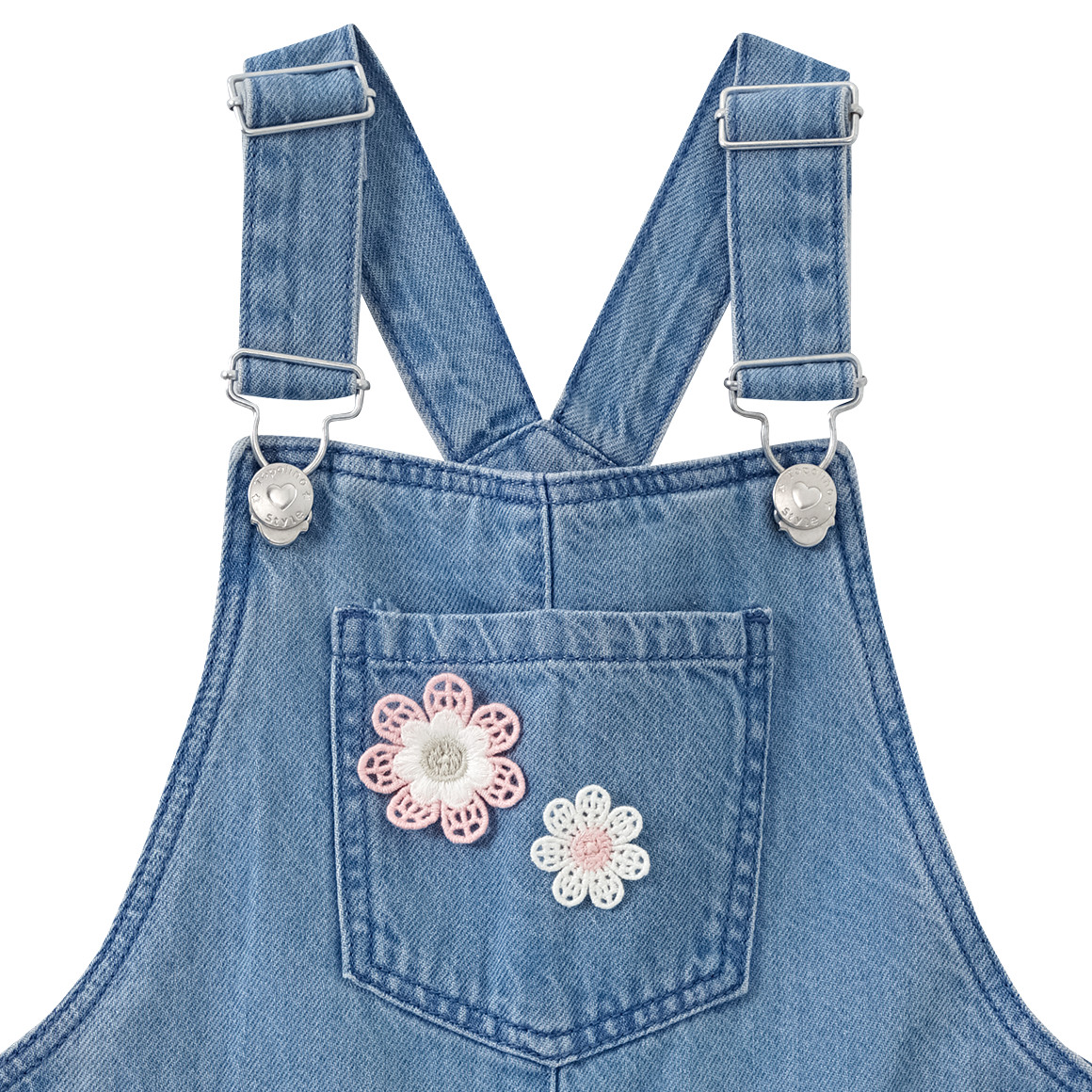 Topolino Mädchen Latzshorts mit Blümchen-Stickerei blau
