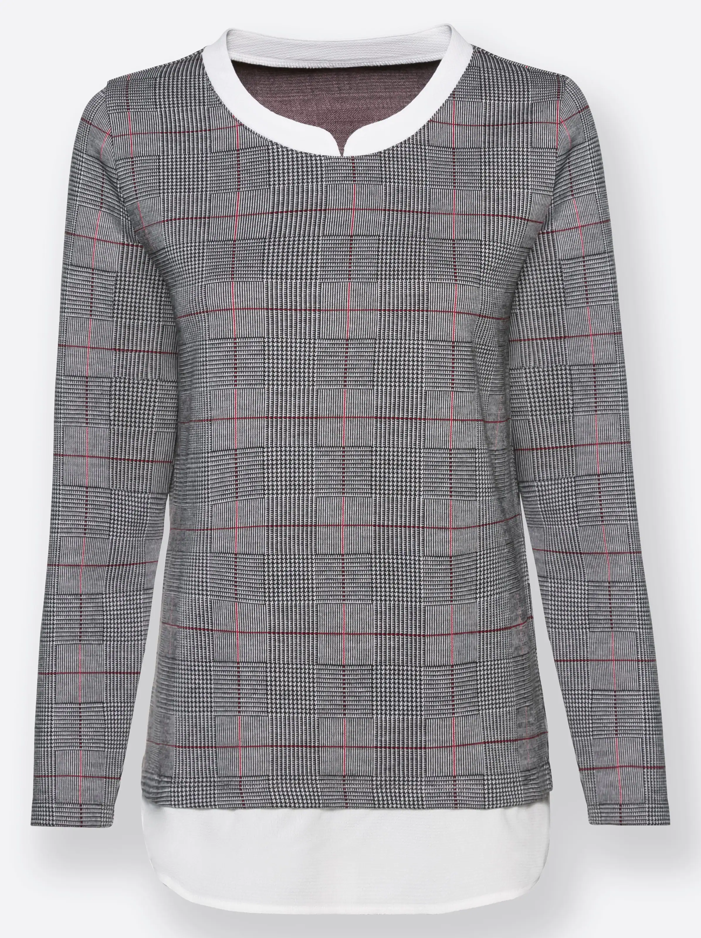 2-in-1-Shirt in schwarz-rot-kariert