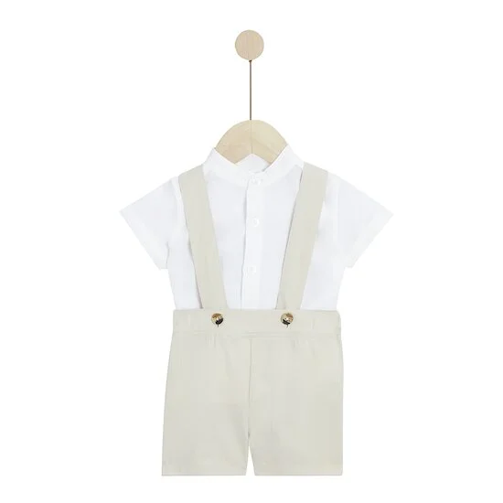 Cérémonie Ensemble chemise salopette   Beige        de               P'tit bisou