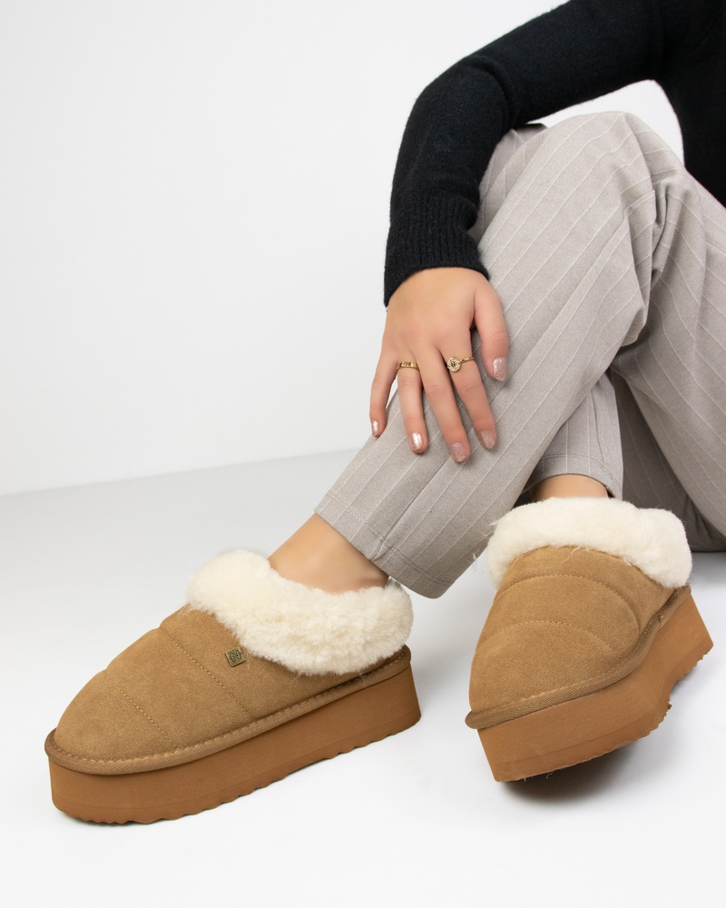 Nelson Gevoerde boots  - cognac