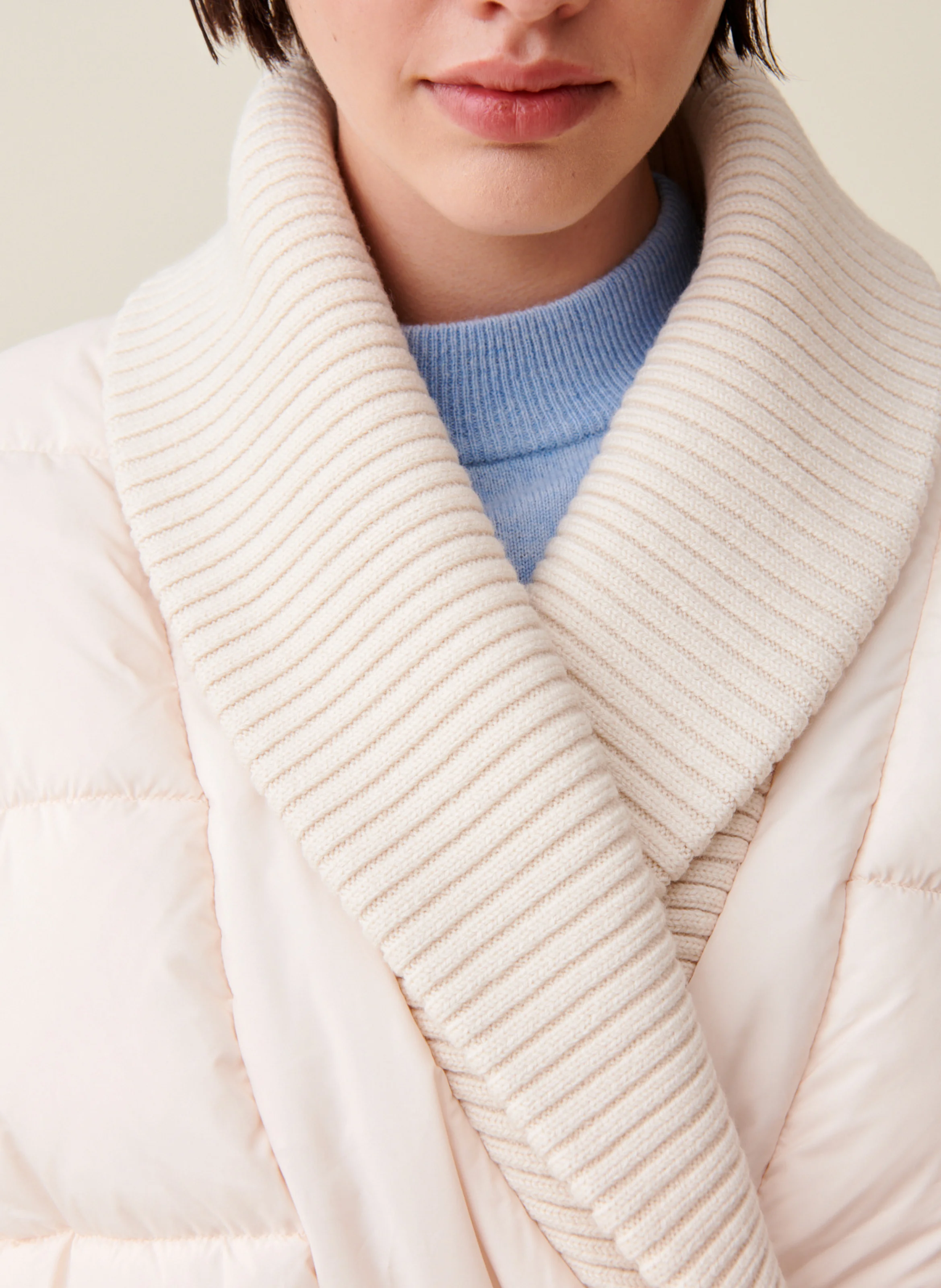 Doudoune longue col châle | Beige