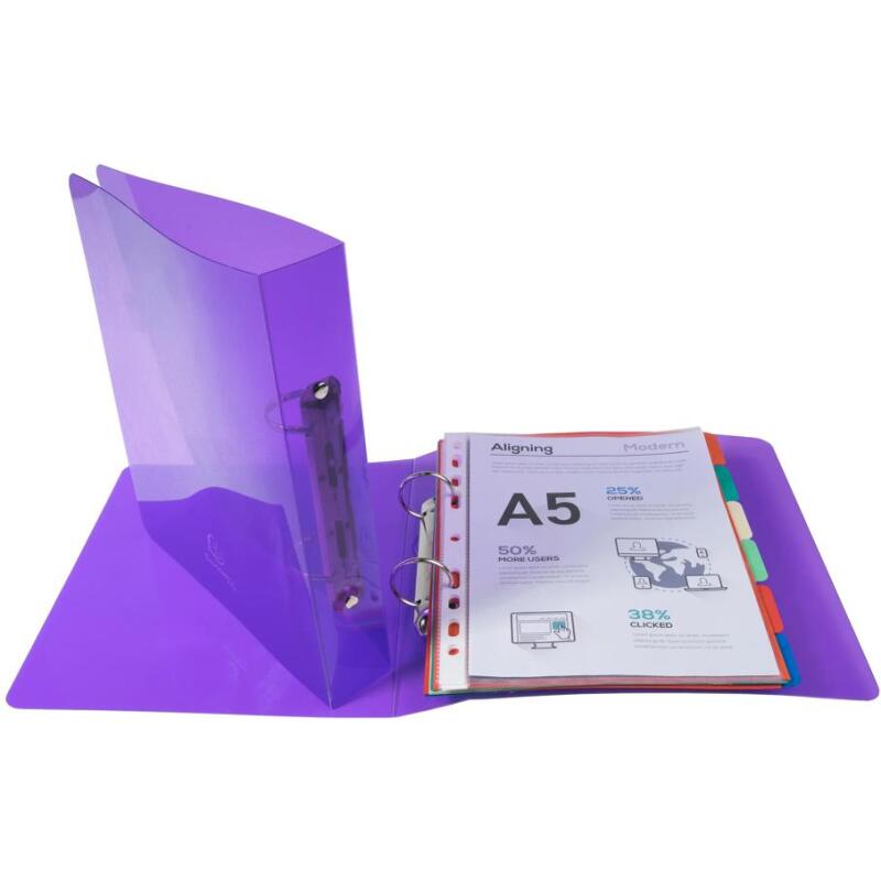 Classeur 2 anneaux plastifié Exacompta Crystal A5 - Dos 4 cm couleurs assorties