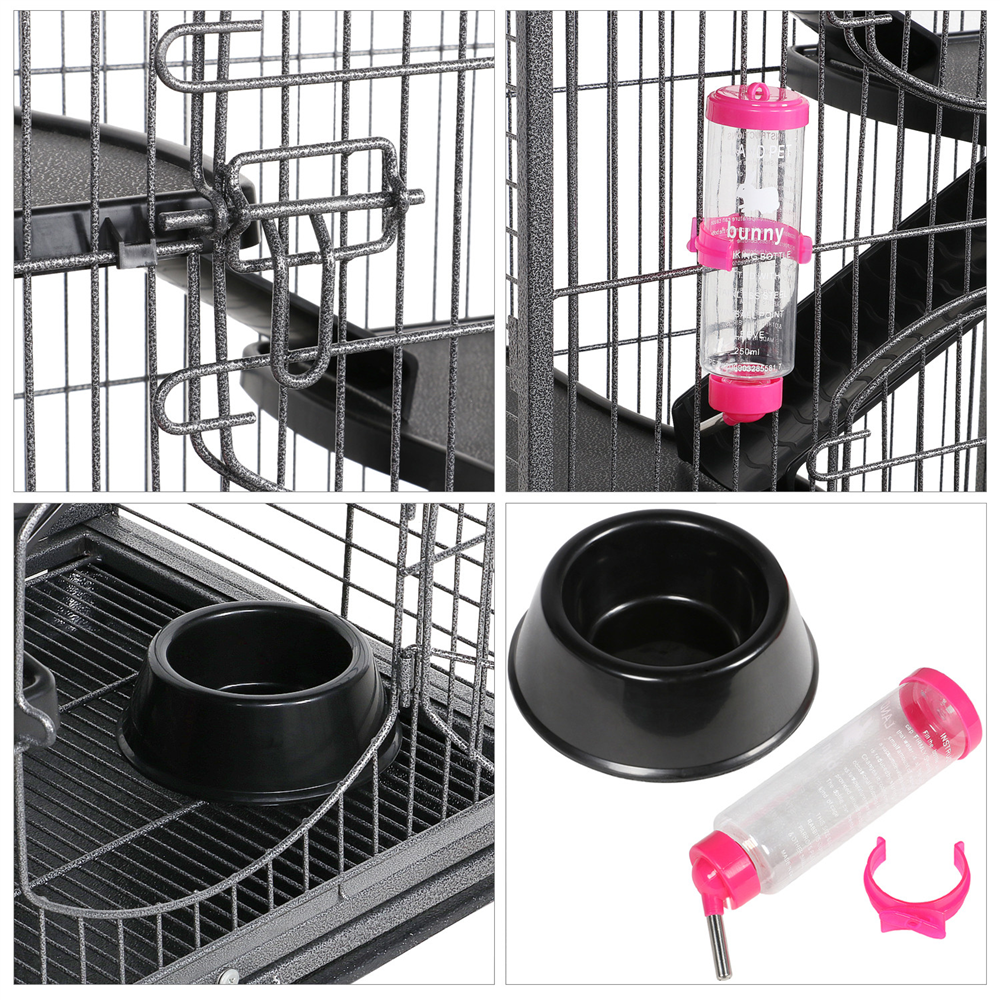 Yaheetech Nagerkäfig Nagervoliere aus Metall Hamsterkäfig Kleintierkäfig Käfig mit 3 Fronttür Schwarz