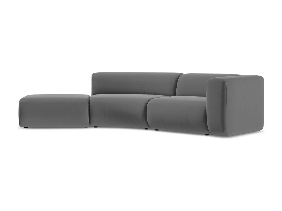 Canapé modulable 4 places gauche en velours - gris - EKAHI
