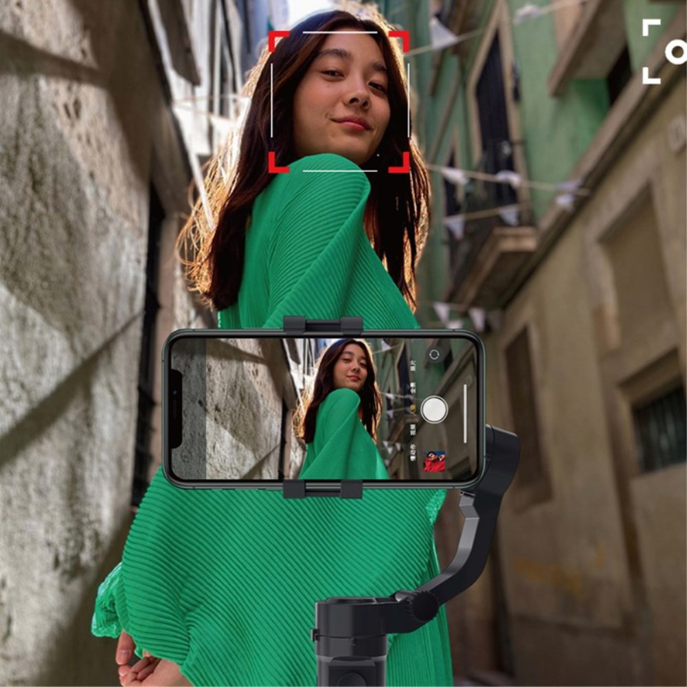 Gimbal 3-Achsen Stabilisator Stativ Halterung 285° Schwenkbar mit Tripod Stativ für Smartphone   App Steuerung / Gesichtsverfolgung - Schwarz