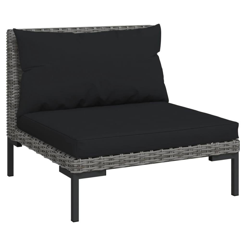 Salon de jardin meuble d'extérieur ensemble de mobilier 6 pièces avec coussins résine tressée gris foncé