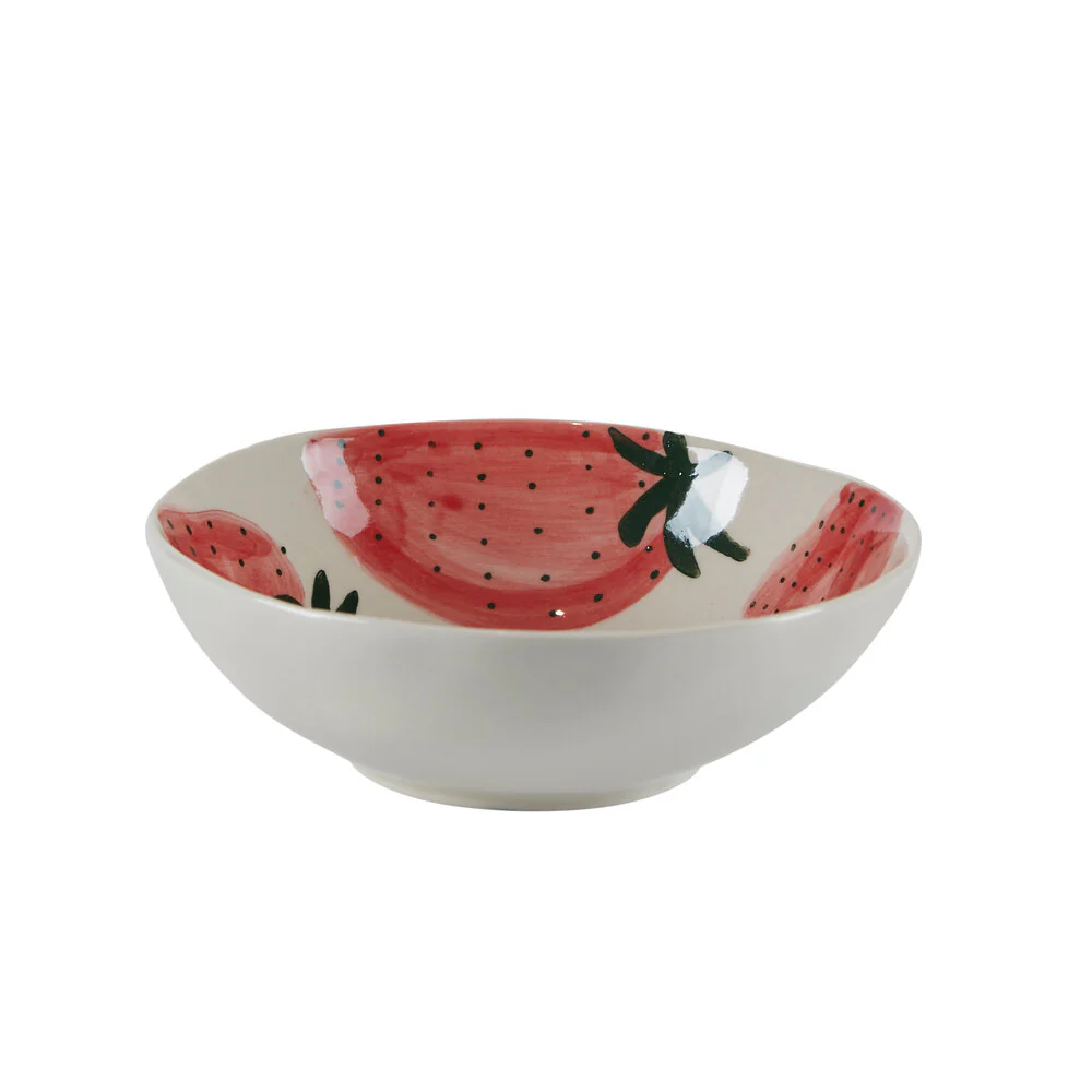 Bahne Interior  Fruit jordbær skål, hvid/rød - Ø13 cm