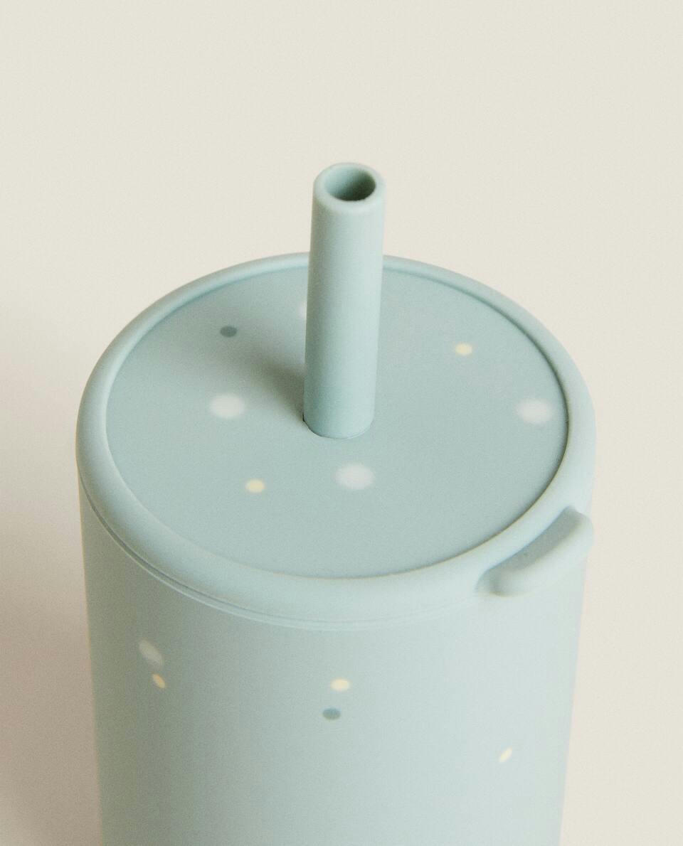 Copo de silicone DOTS com canudo