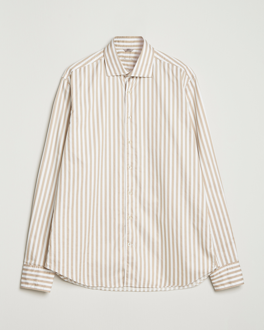 Stenströms Regular Fit Washed Large Stripe Shirt White/Beige