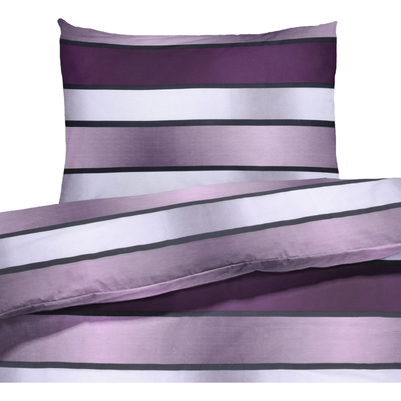 Bettwäsche Renforcé Stripes lila 50x70 Kissenbezug
