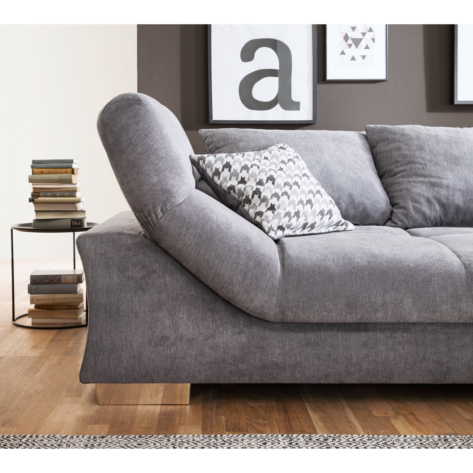 Ecksofa - anthrazit - beidseitig montierbar - 286 cm breit