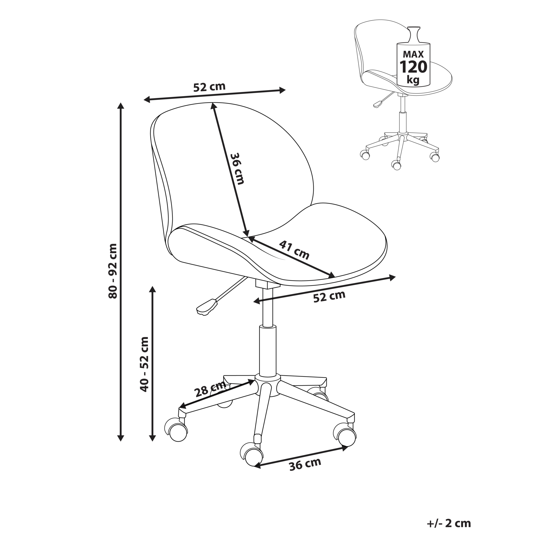 Beliani - MENESHA - Bureaustoel - Lichtgrijs - Polyester