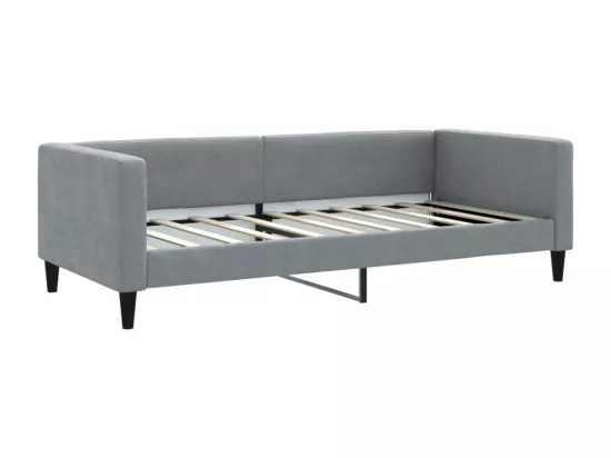 Lit de jour avec gigogne et tiroirs gris clair 90x190 cm tissu