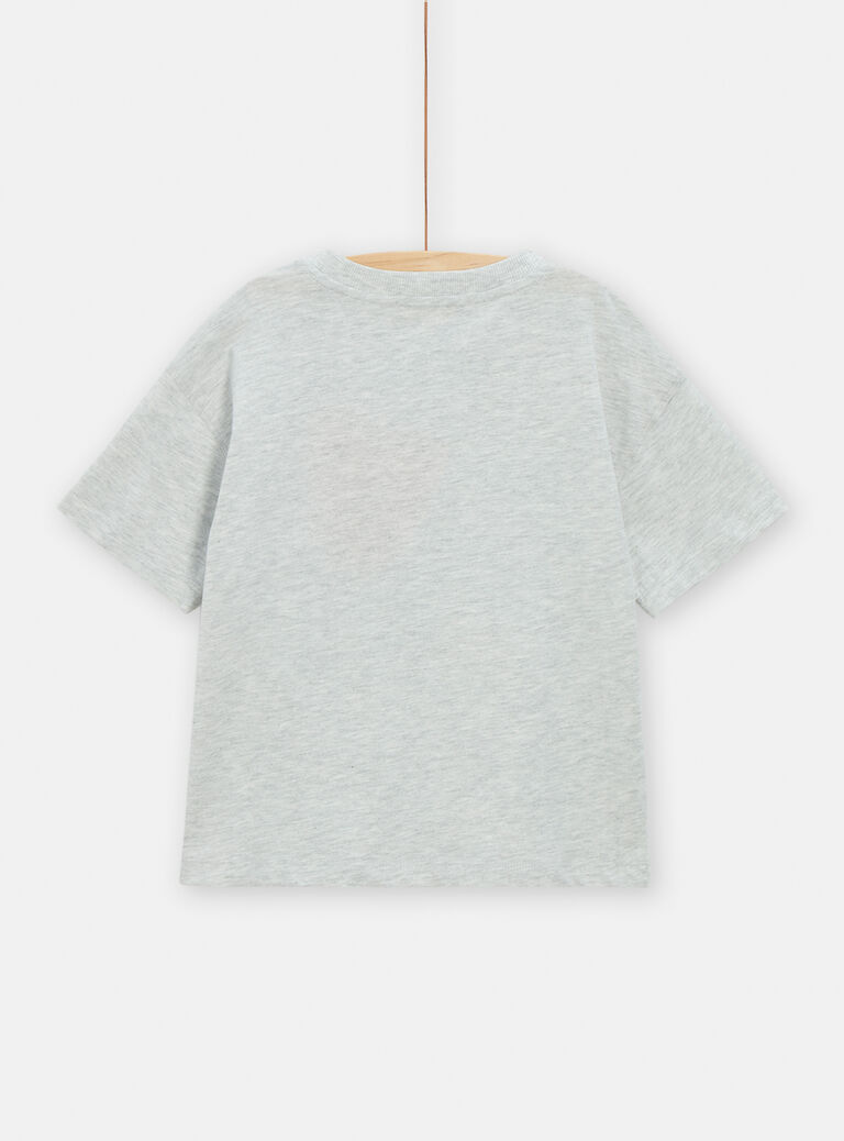 T-shirt gris chiné animation crocodile pour garçon