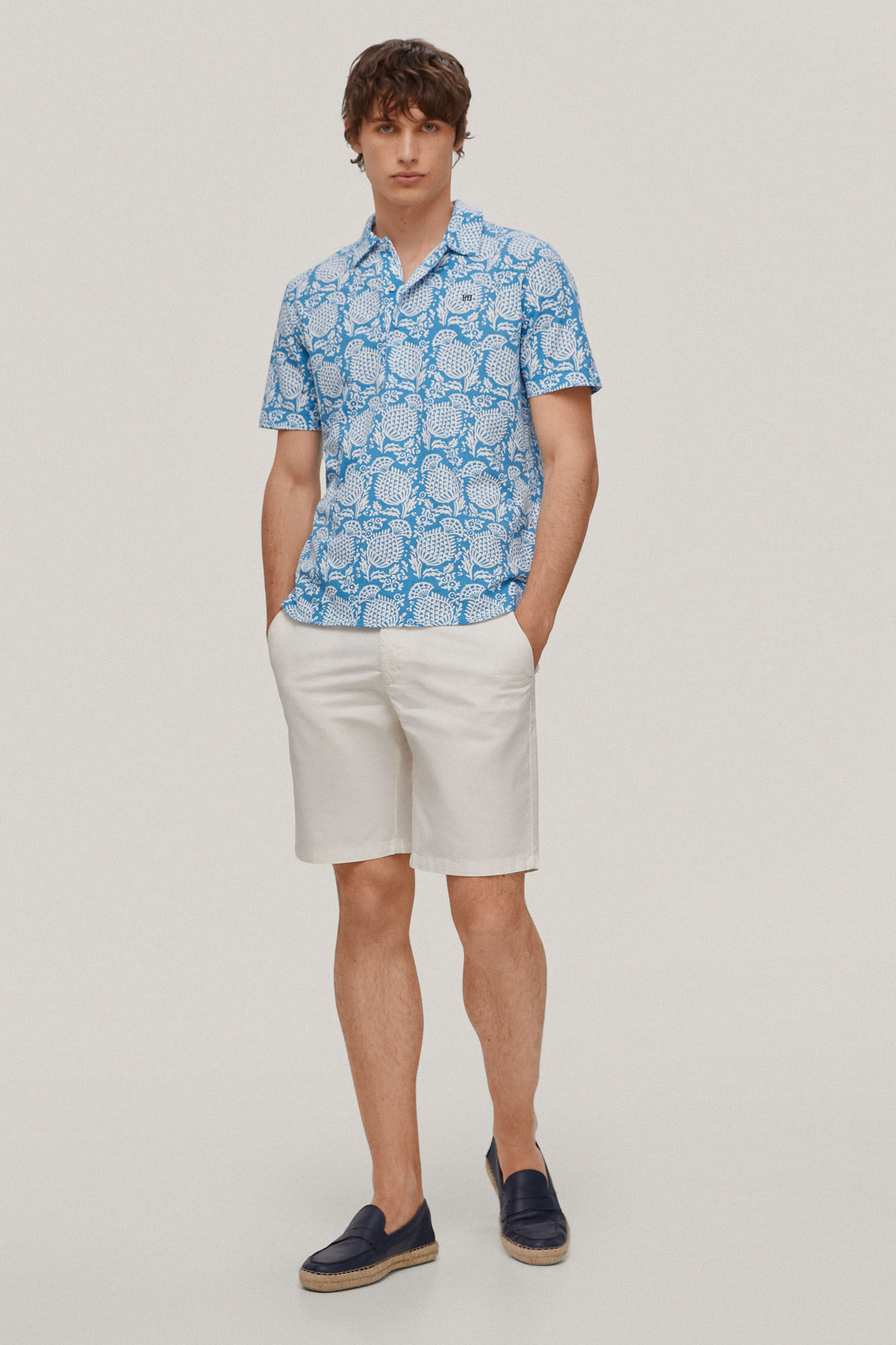 Camisa polo estampada - Azul