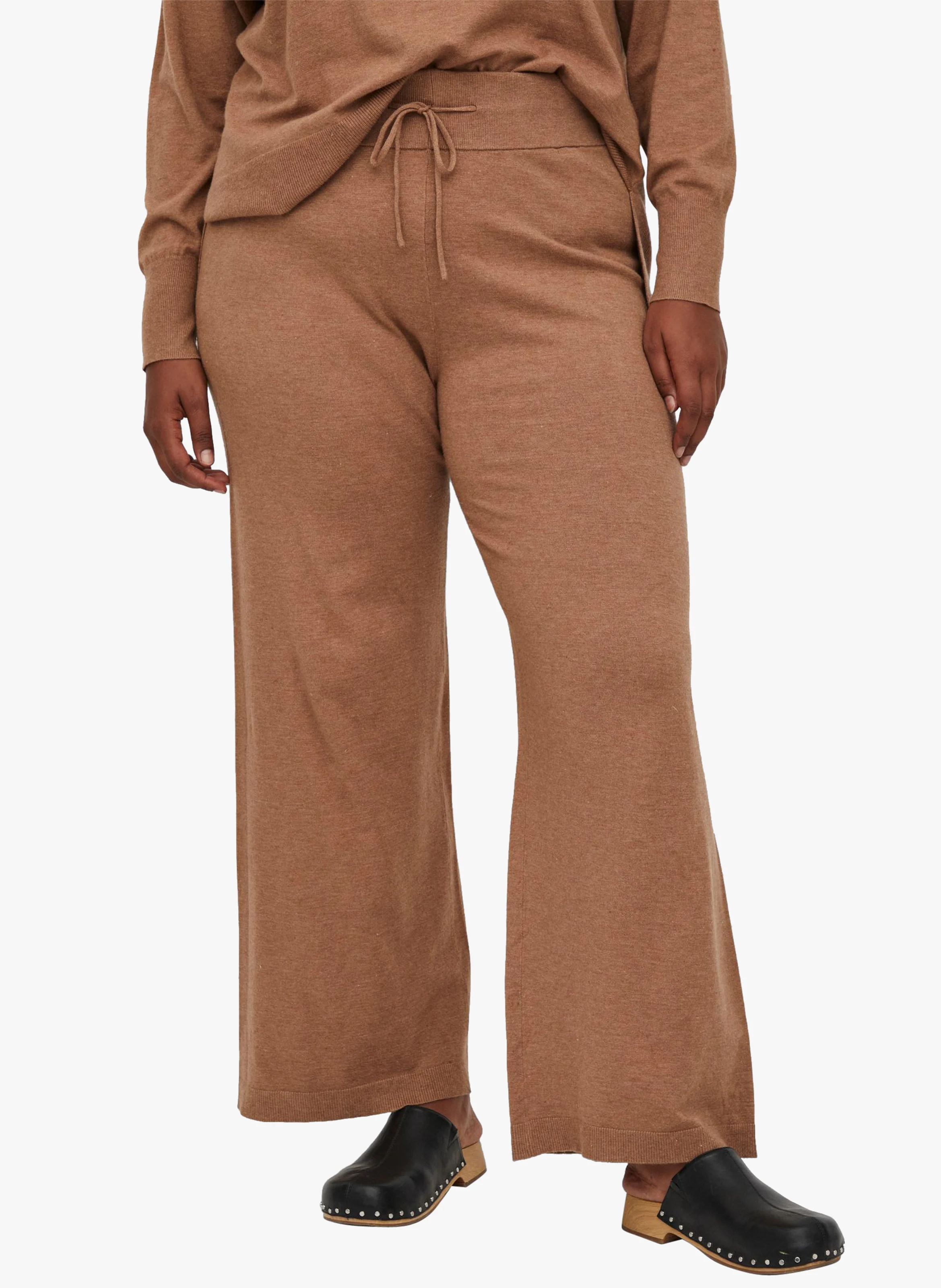 Pantalon large en maille | Marron