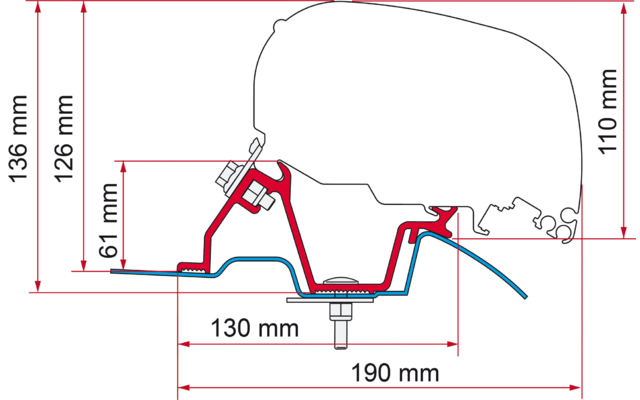Fiamma Adapter Halterung F65 Eagle 400 für MB Sprinter H2 / VW Crafter