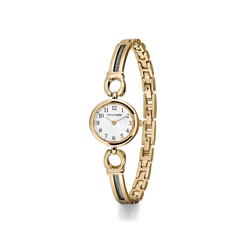 Montre femme analogique Trendy Kiss - Bracelet semi-rigide avec câble en acier - Reine