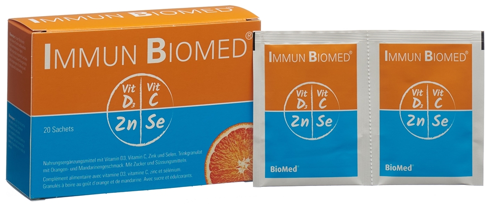 IMMUN Biomed Gran Btl 20 Stk<br>20 Stück, Beutel, Granulat zur Herstellung einer Lösung zum Einnehmen