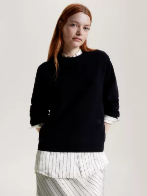 Suéter de lã e cashmere com textura canelada e modelagem relaxada