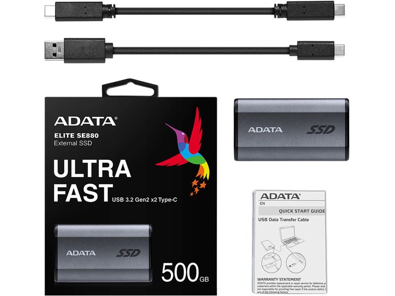 ADATA Externe SSD SE880 500 GB Externes Solid-State-Laufwerk mit 500 GB Speicherkapazität