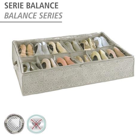 WENKO Unterbettkommode »Modell Balance« Aufbewahrungsbox für 12 Paar Schuhe mit Sichtfenster & Reissverschluss