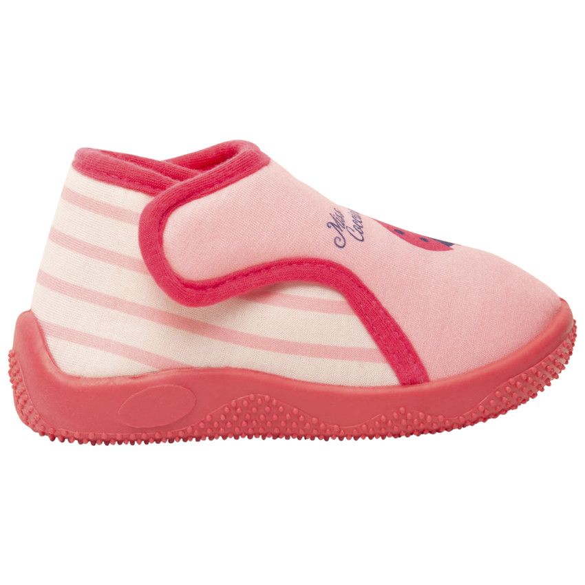 Chaussons forme bottillons print coccinelle à scratch pour bébé fille - Multicolore