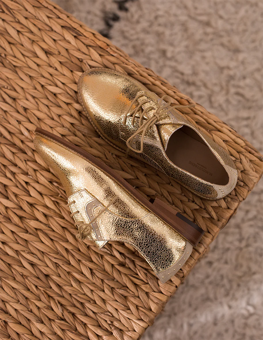 Derbies Laurette AH20 - Cuir Craquelé Doré