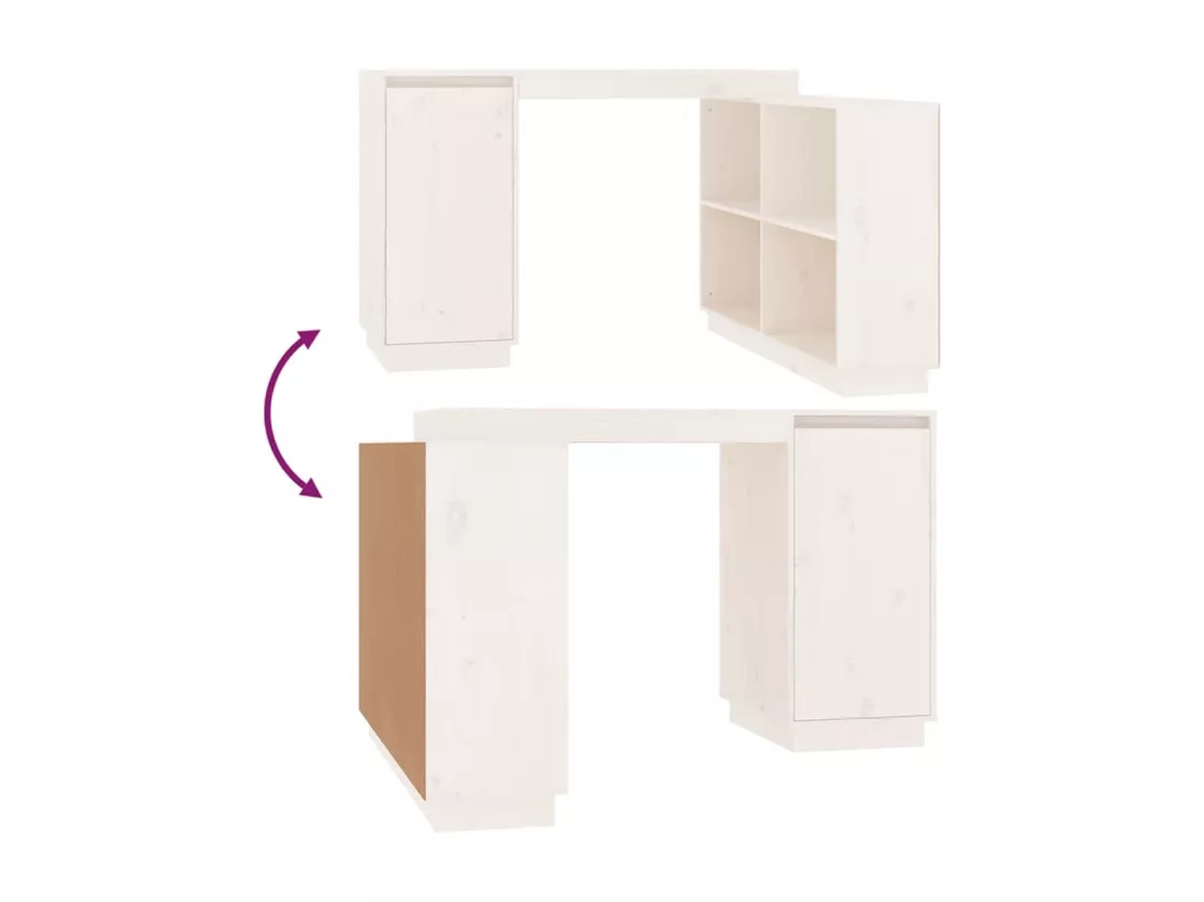 Bureau Blanc 110x50x75 cm Bois massif de pin