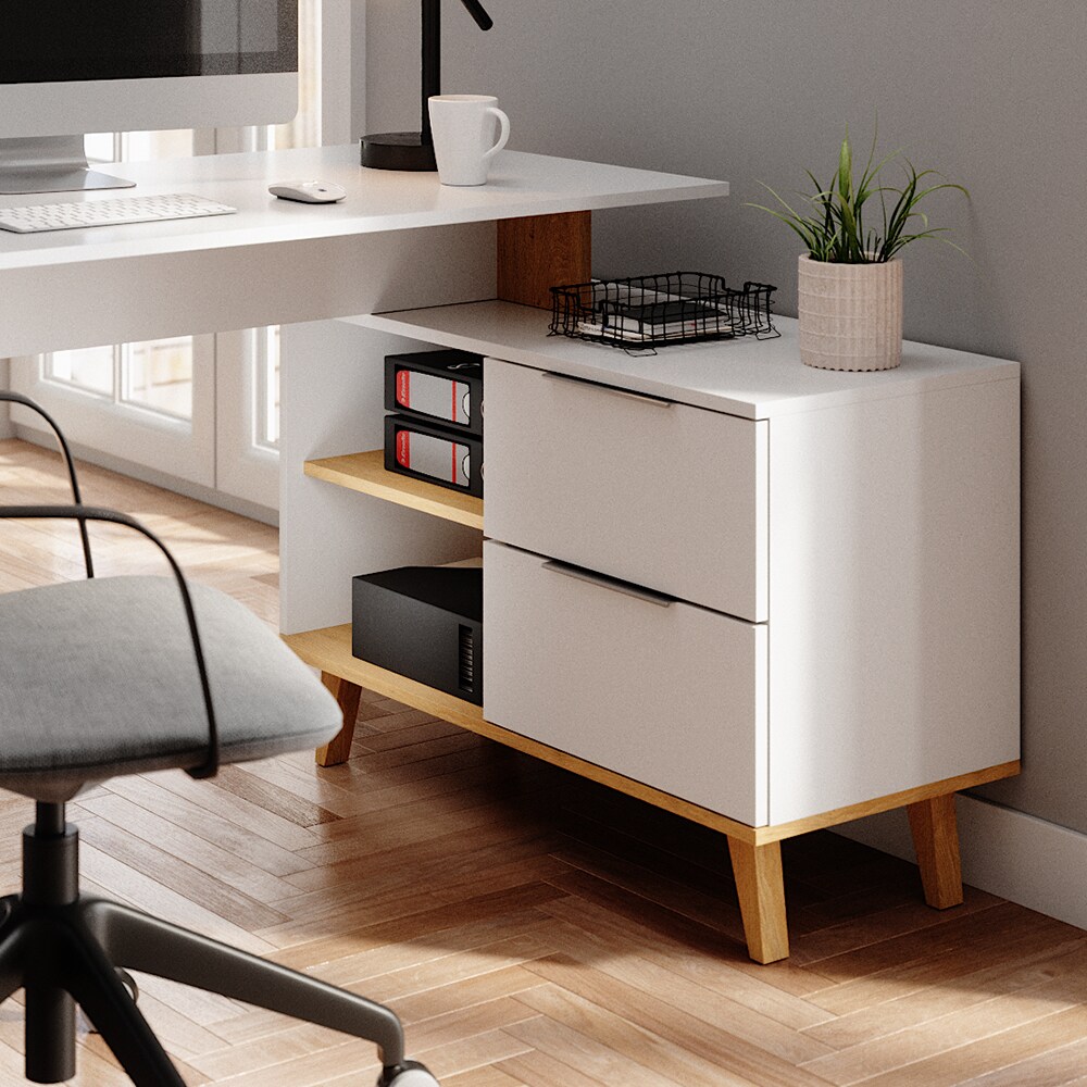 VICCO Eckchreibtisch Nautica Computer Büro PC Arbeitszimmer weiß Eiche Skandi