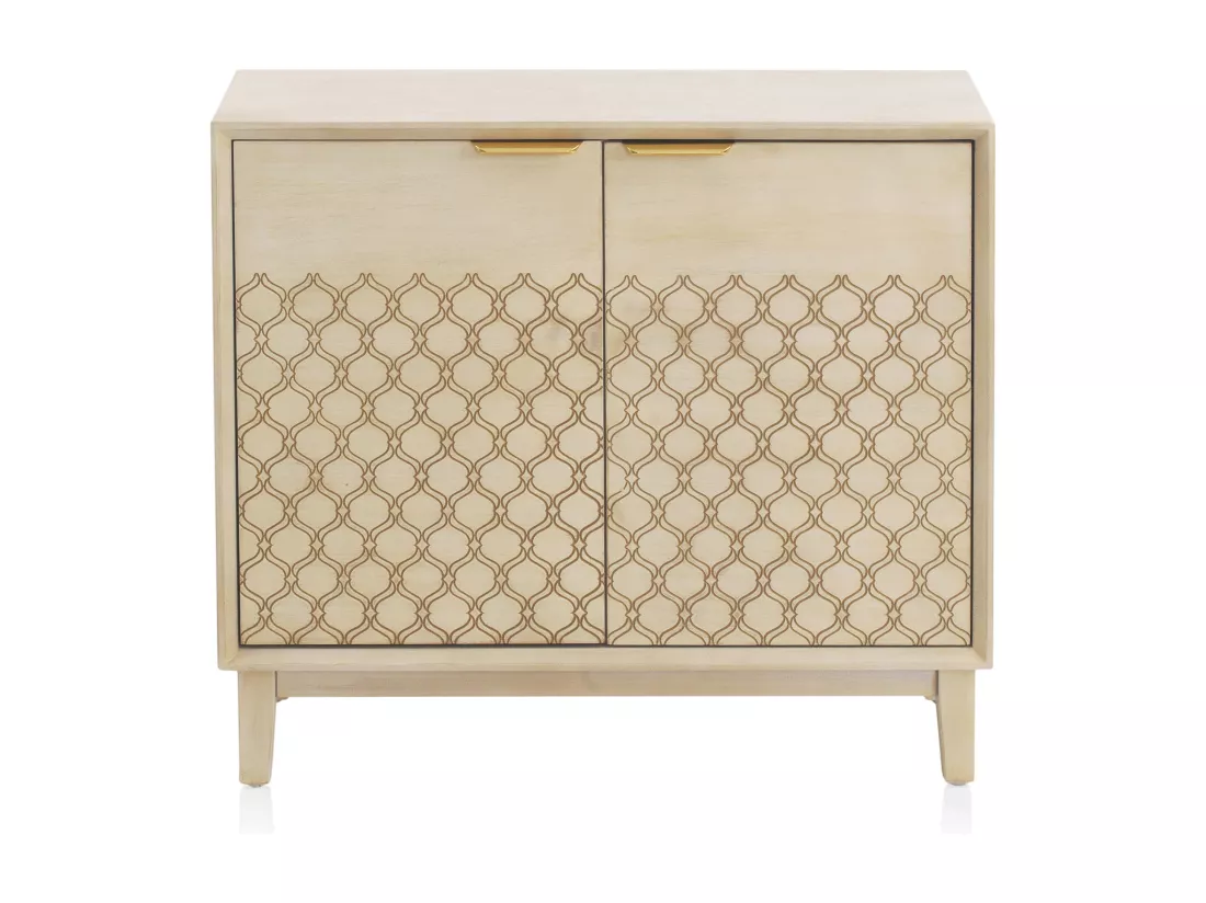Commode 2 portes en placage chêne beige