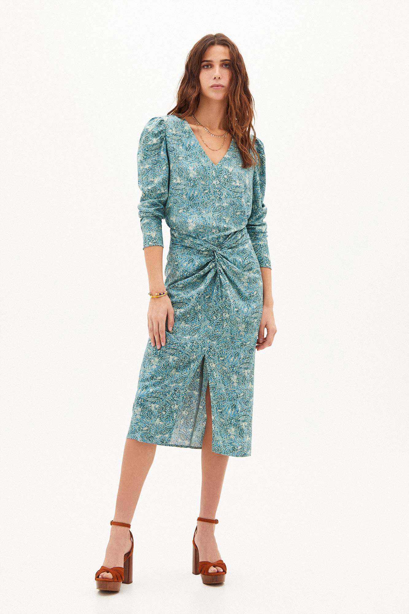 Saia midi estampada Janet - Bordô