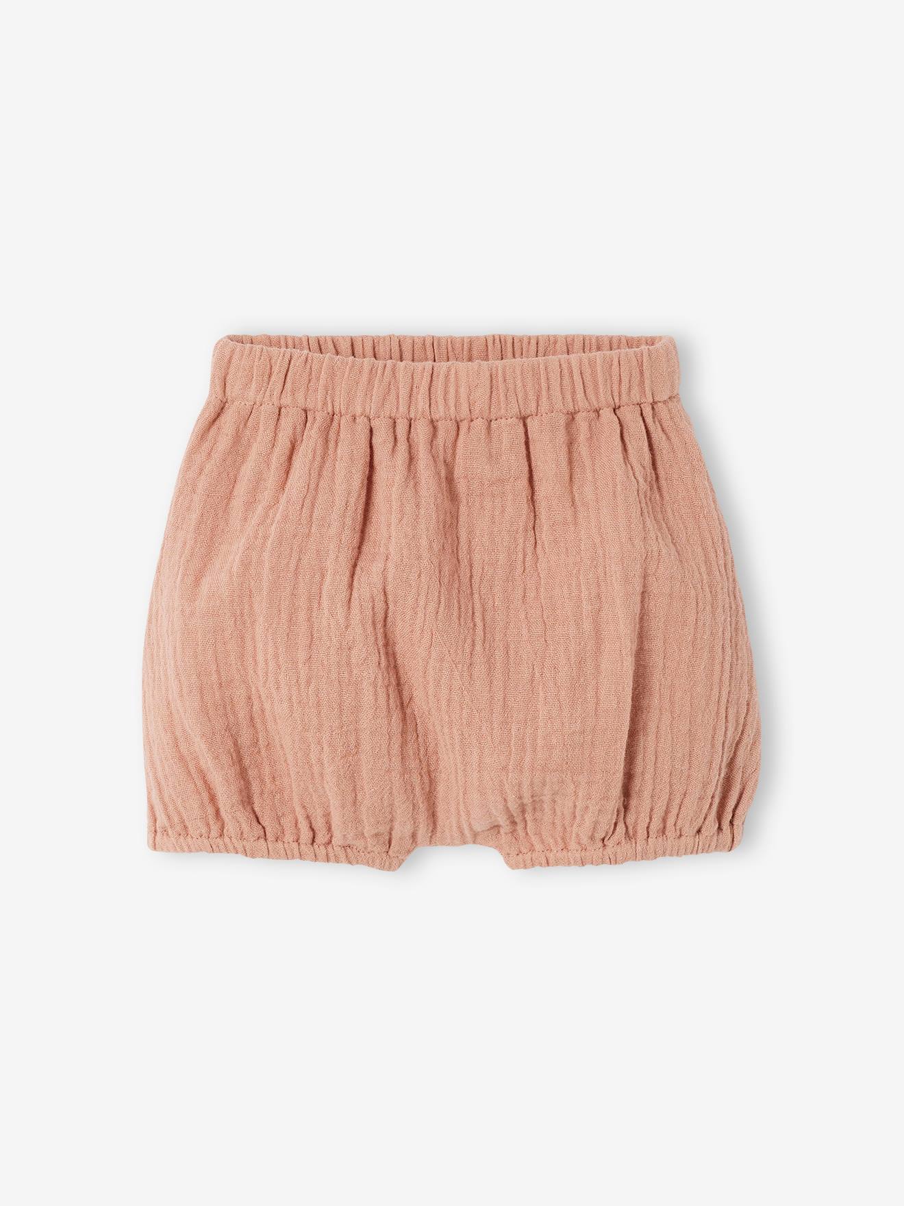 Vestido de chiffon de algodão e calcinha combinando, rosa claro, tamanho médio, para bebê.