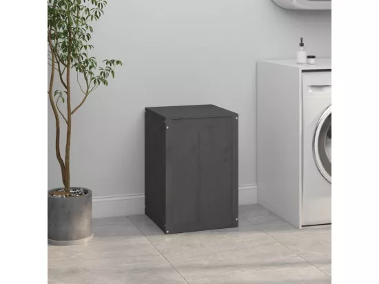 Boîte à linge Gris 44x44x66 Bois massif de pin