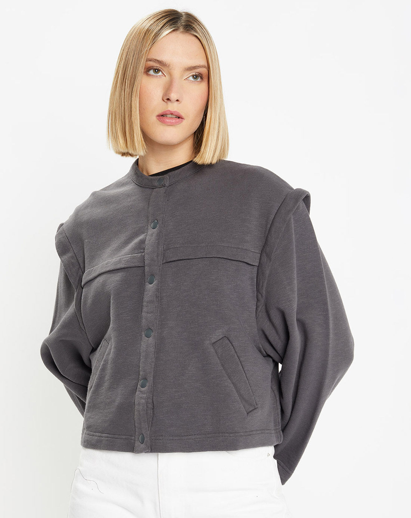 Galeries Lafayette Veste courte en Coton Léonor gris foncé