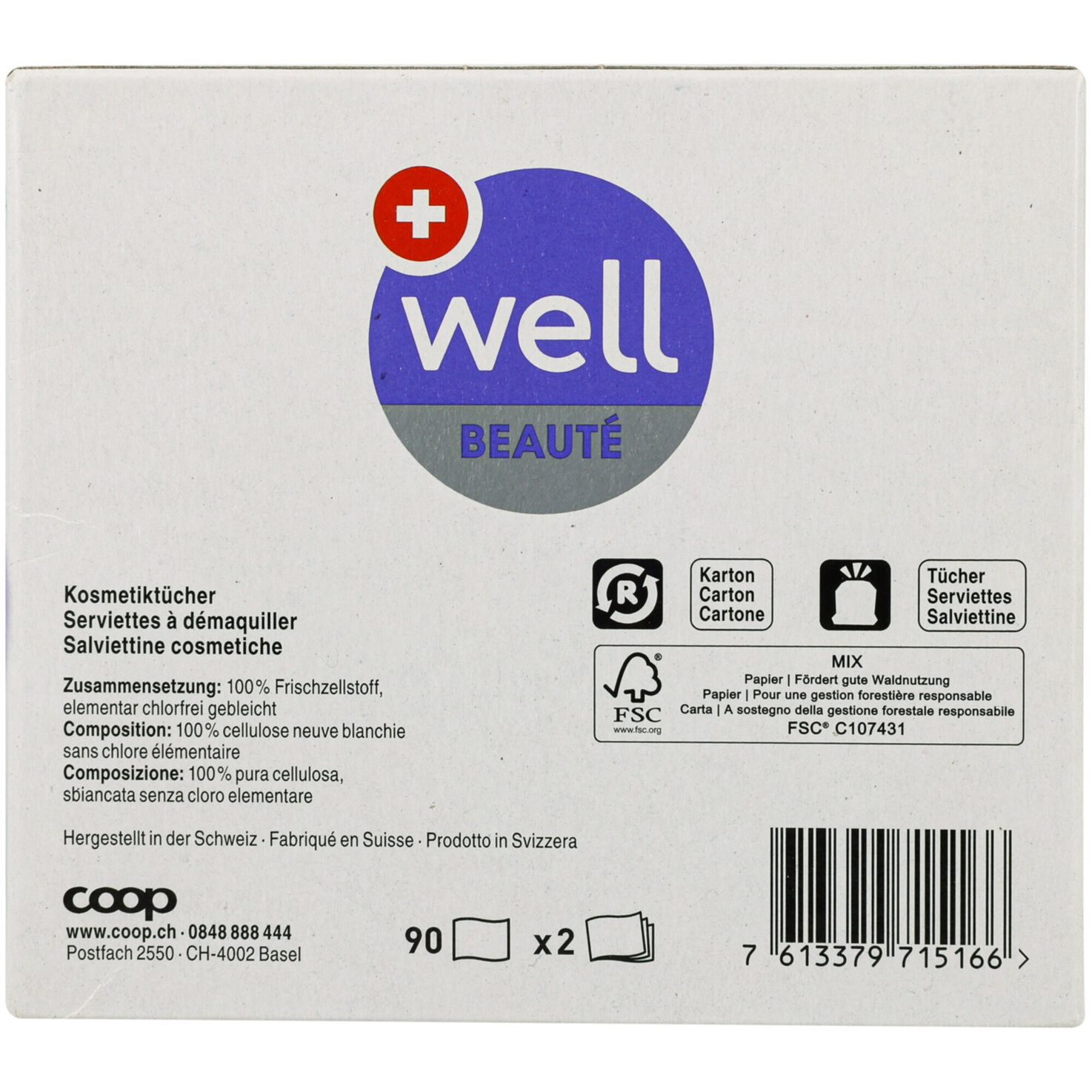 well Kosmtiktücher Design FSC 90 Stück