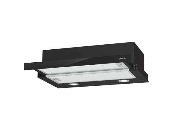Gorenje Essential TH62E4BG - Hætte - teleskopisk - bredde: 60 cm - dybde: 30.6 cm - udtrækning og recirkulation (-) - sort