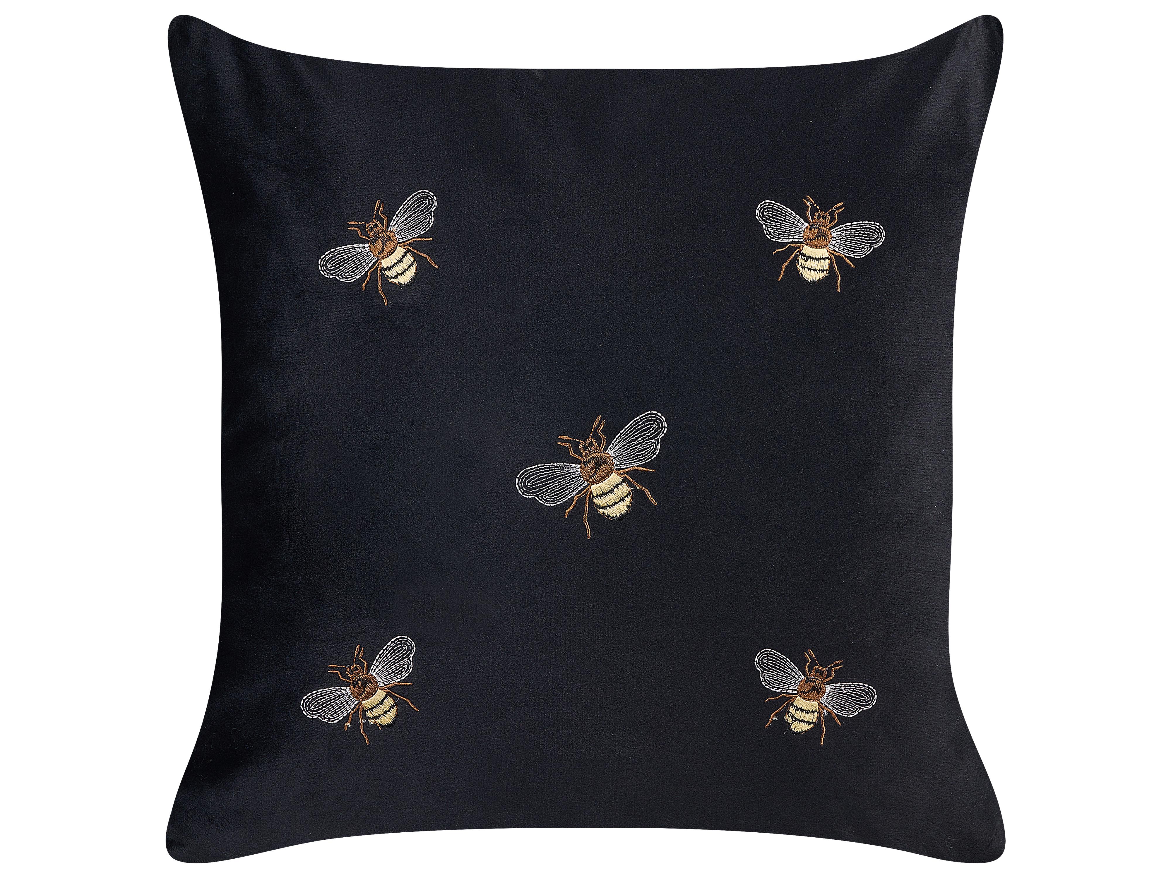 Set van 2 sierkussens TALINUM Fluweel 45 x 45 cm Zwart dierenprint