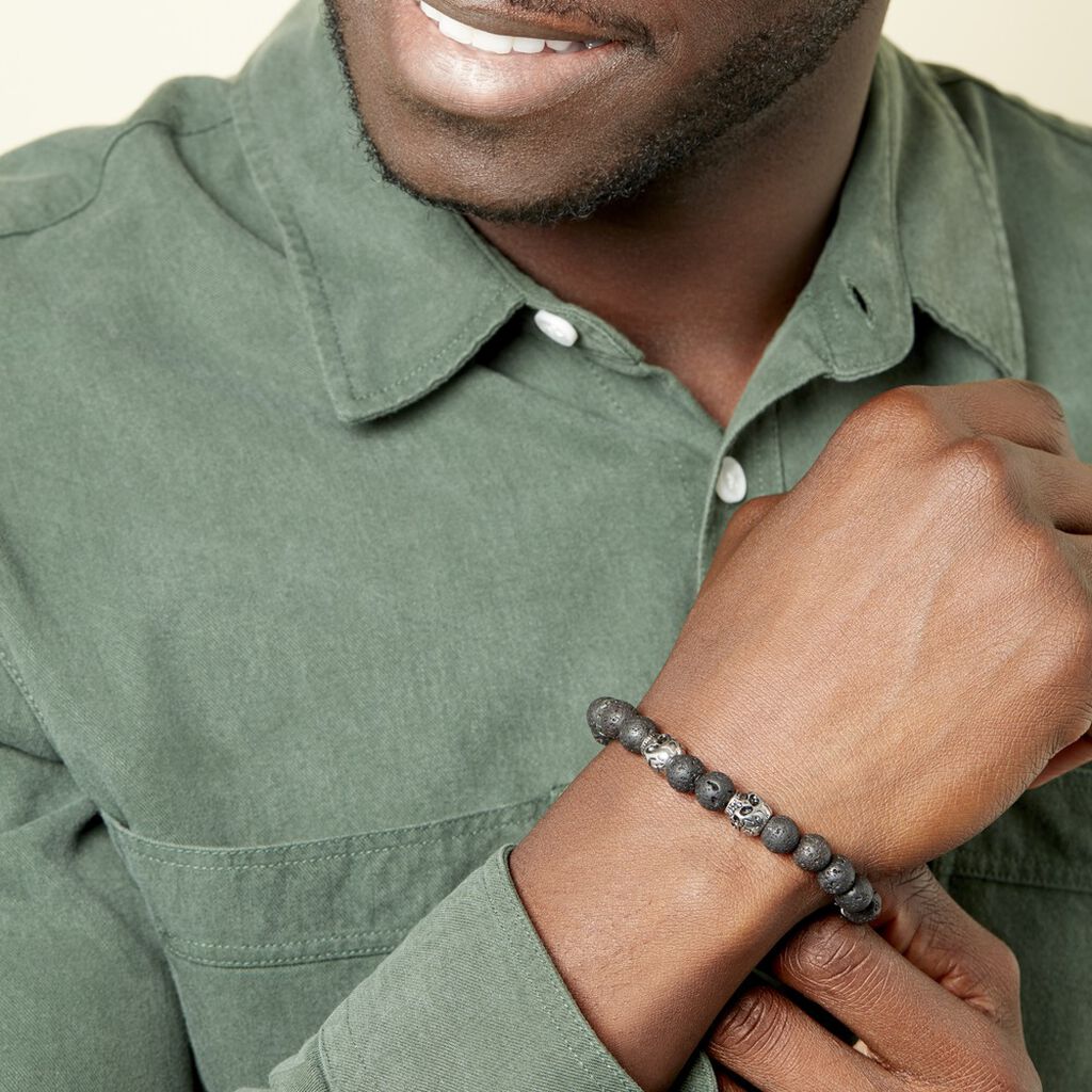 Bracelet Acier Blanc Hantz Pierre De Lave