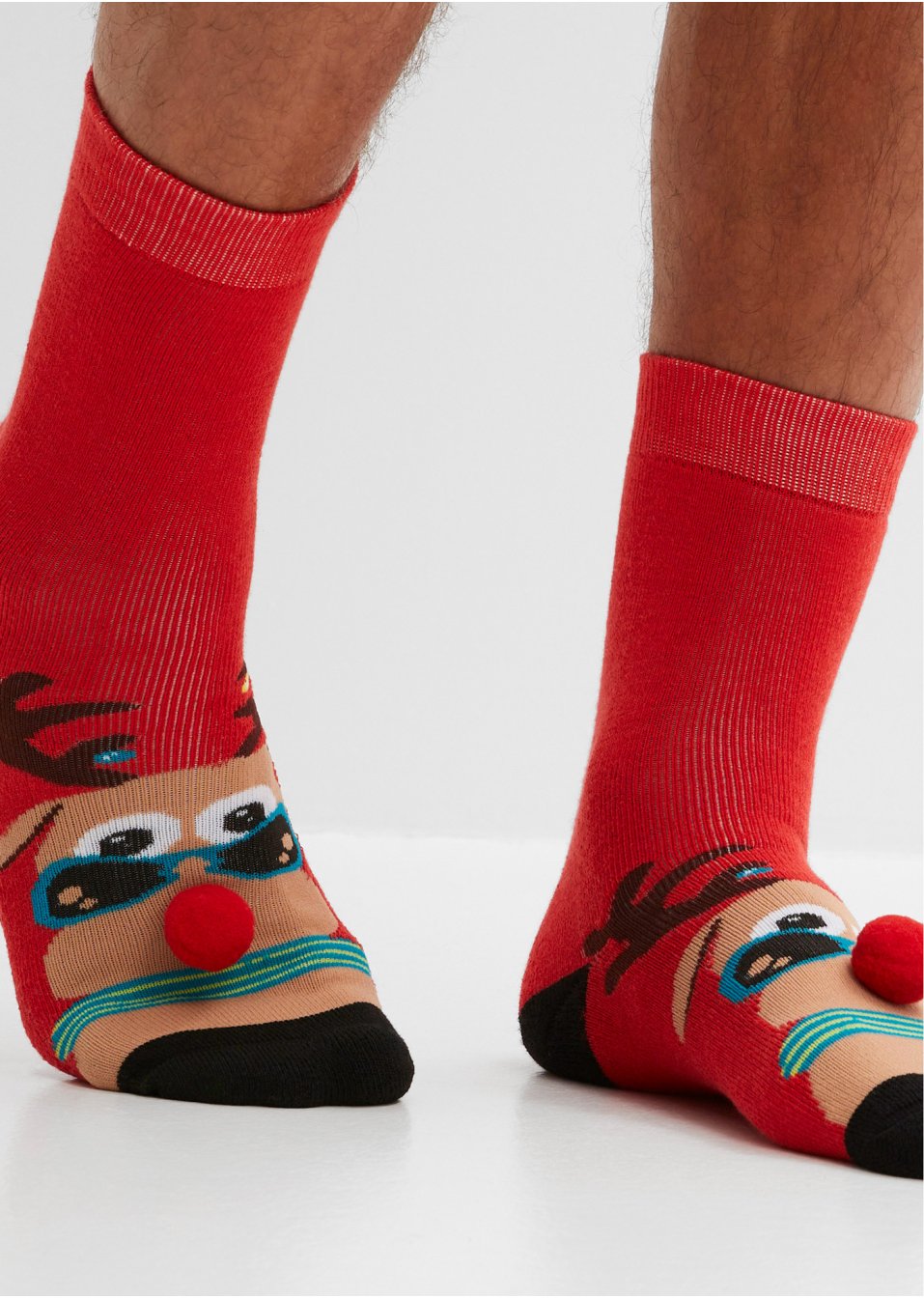 Lot de 2 paires de chaussettes thermo avec pompons et yeux, avec carte cadeau