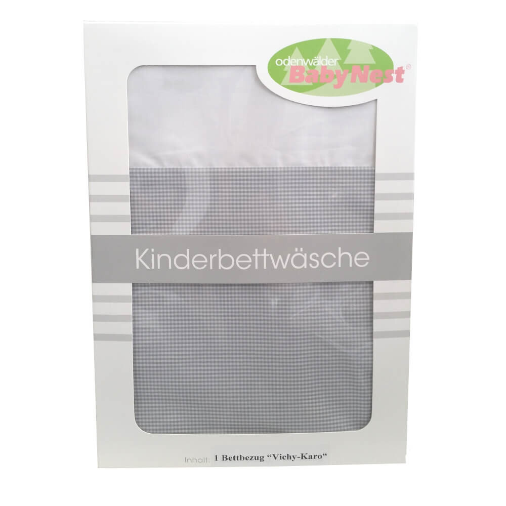 Odenwälder BabyNest Odenwälder 2079-1962Bettbezug Karo silber, Größe:80 x 80